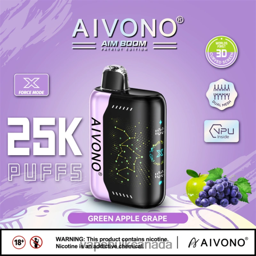 Vape Juice Wholesale Canada - Aivono AIM BOOM 25000 Green Apple Grape 2J4F60346