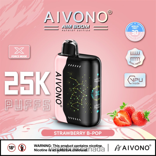 Vape Wholesale Canada - Aivono AIM BOOM 25000 Strawberry B-Pop 2J4F60352
