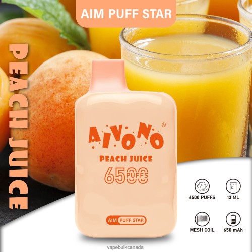 Vape Wholesale Supplier Canada - Aivono AIM PUFF STAR 6500 Peach Juice 2J4F60289