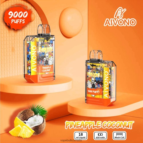 Vape Wholesale Canada - Aivono AIM XXL 9000 Mouth Sticker Transparent Pineapple Coconut 2J4F6052