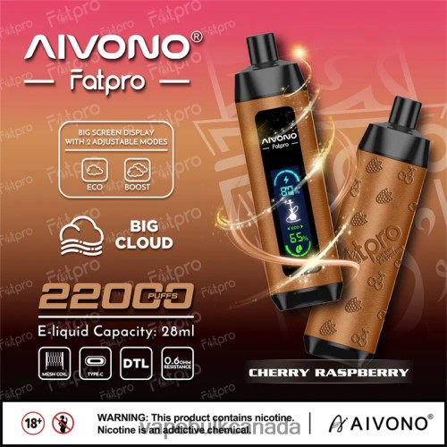 Vape Wholesale Distributor Canada - Aivono Fatpro 22000 Cherry Raspberry 2J4F604