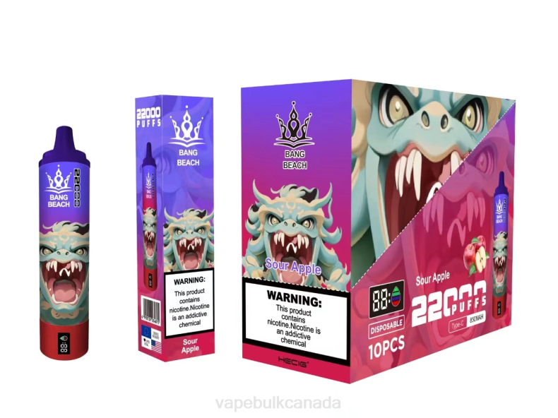Vape Bulk Canada - Bang Beach 22000 Puffs Smart Screen Sour Apple 680L13