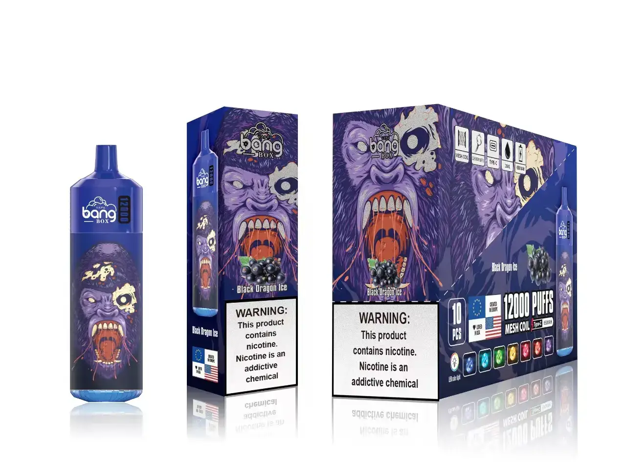 466BLN123 Black Dragon Ice - Vape Bulk Canada Bang Box 12000 Puffs