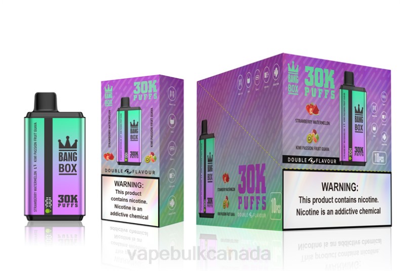 Vape Wholesale Canada - Bang Box 30000 Puffs Dual Flavors Strawberry Watermelon & Kiwi Passion Fruit Guava 680L70