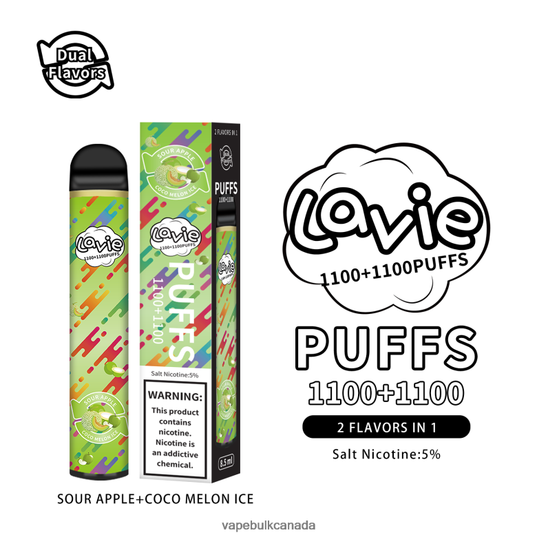 Vape Wholesale Near Me - LAVIE BAR Switch 2200 Puffs BTD02L297 Sour Apple/Coco Melon Ice