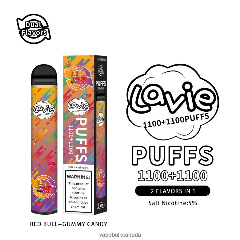 Vape Wholesale Supplier Canada - LAVIE BAR Switch 2200 Puffs BTD02L299 Red Bull/Gummy Candy