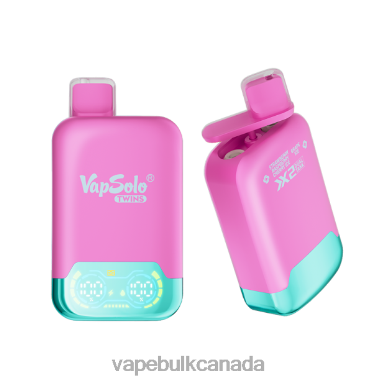 Vape Wholesale Near Me- Vapsolo TWINS Disposable Vape Strawberry Raspberry Cherry Ice & Grape Ice P60ZF127
