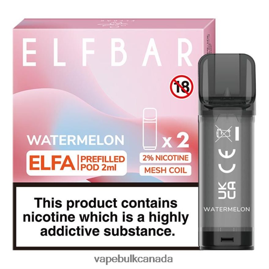 466BLN318 Watermelon - Vice Vape Wholesale Canada ELFBAR Elfa Pre-Filled Pod - 2ml - 20mg (2 Pack)