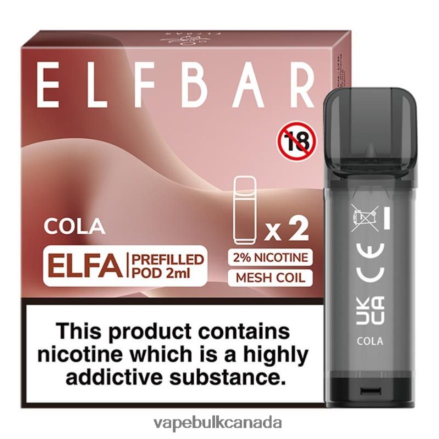 466BLN319 Cola - Vape Wholesale Supplier Canada ELFBAR Elfa Pre-Filled Pod - 2ml - 20mg (2 Pack)