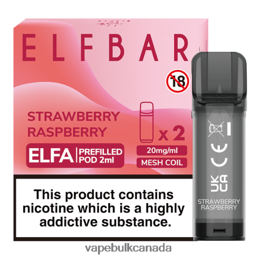 466BLN321 Strawberry Raspberry - E Cigarette Wholesale ELFBAR Elfa Pre-Filled Pod - 2ml - 20mg (2 Pack)