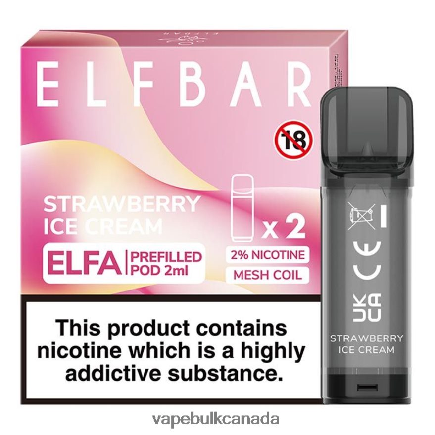 466BLN324 Strawberry Ice Cream - Vape Wholesale Distributor Canada ELFBAR Elfa Pre-Filled Pod - 2ml - 20mg (2 Pack)
