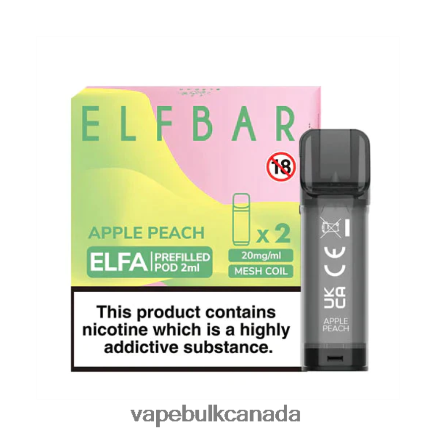 466BLN325 Apple Peach - Disposable Vape Wholesale Canada ELFBAR Elfa Pre-Filled Pod - 2ml - 20mg (2 Pack)