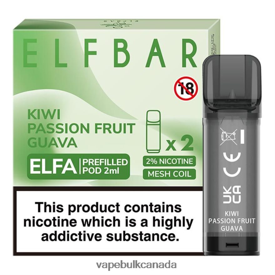 466BLN326 Kiwi Passion Fruit Guava - Vape Juice Wholesale Canada ELFBAR Elfa Pre-Filled Pod - 2ml - 20mg (2 Pack)