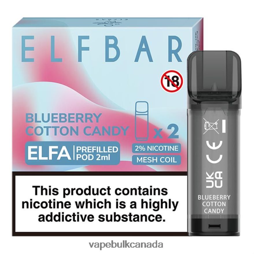 466BLN331 Blueberry Cotton Candy - E Cigarette Wholesale ELFBAR Elfa Pre-Filled Pod - 2ml - 20mg (2 Pack)