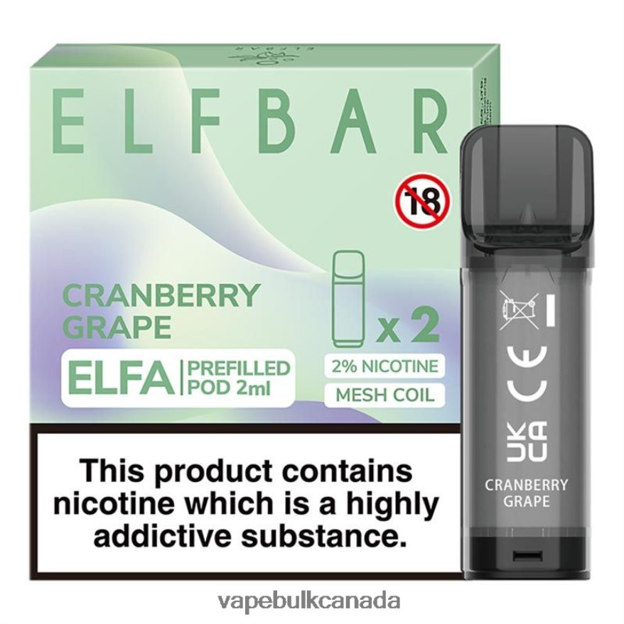 466BLN334 Cranberry Grape - Vape Wholesale Distributor Canada ELFBAR Elfa Pre-Filled Pod - 2ml - 20mg (2 Pack)