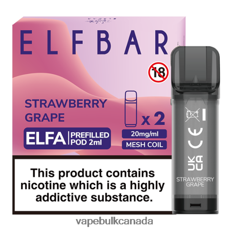 466BLN337 Strawberry Grape - Allo Vape Wholesale Canada ELFBAR Elfa Pre-Filled Pod - 2ml - 20mg (2 Pack)