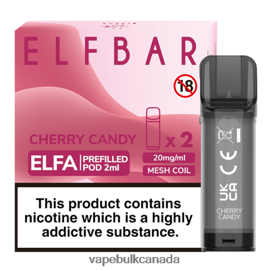 466BLN338 Cherry Candy - Vice Vape Wholesale Canada ELFBAR Elfa Pre-Filled Pod - 2ml - 20mg (2 Pack)