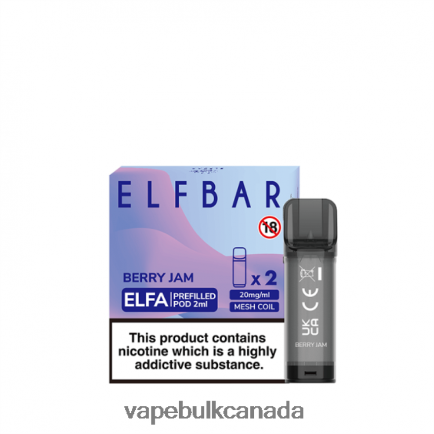 466BLN341 Berry Jam - E Cigarette Wholesale ELFBAR Elfa Pre-Filled Pod - 2ml - 20mg (2 Pack)